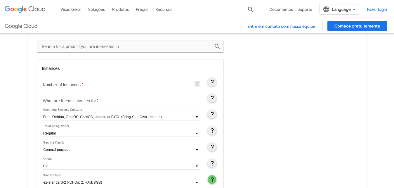 dados para criar conta Dialogflow