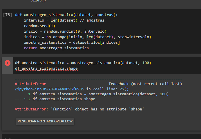 Erro em Execução do script da aula Amostragem Sistematica | IA Expert ...